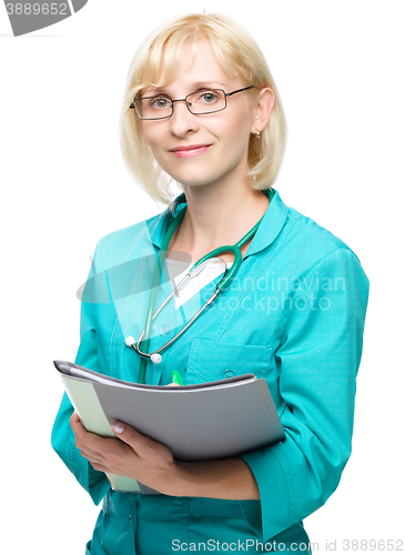 Image of Portrait of a woman wearing doctor uniform
