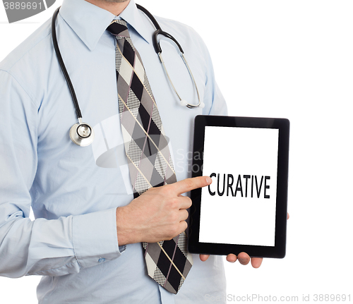 Image of Doctor holding tablet - Curative