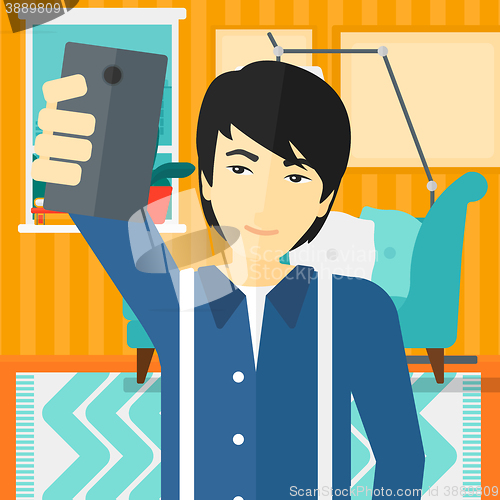 Image of Man making selfie.
