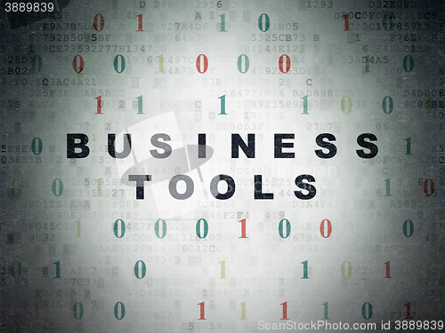 Image of Finance concept: Business Tools on Digital Data Paper background