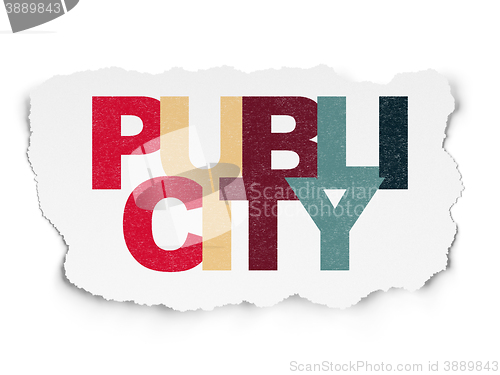 Image of Advertising concept: Publicity on Torn Paper background