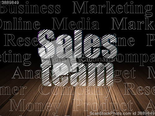 Image of Advertising concept: Sales Team in grunge dark room