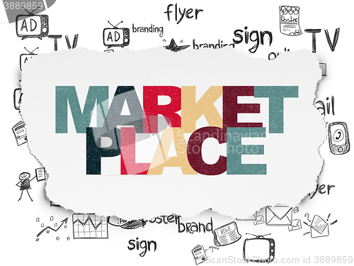 Image of Marketing concept: Marketplace on Torn Paper background