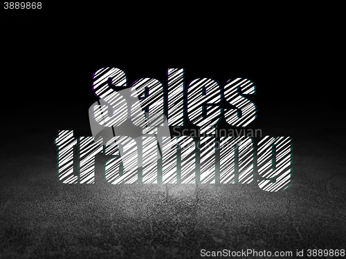 Image of Marketing concept: Sales Training in grunge dark room