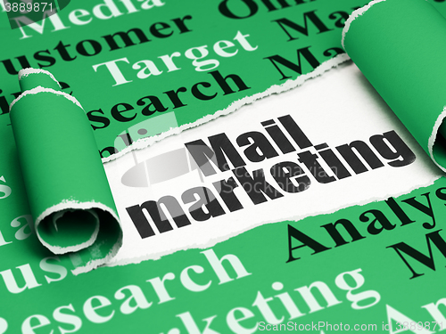Image of Marketing concept: black text Mail Marketing under the piece of  torn paper