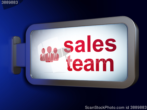 Image of Marketing concept: Sales Team and Business People on billboard background