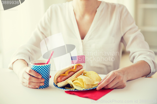 Image of woman celebrating american independence day