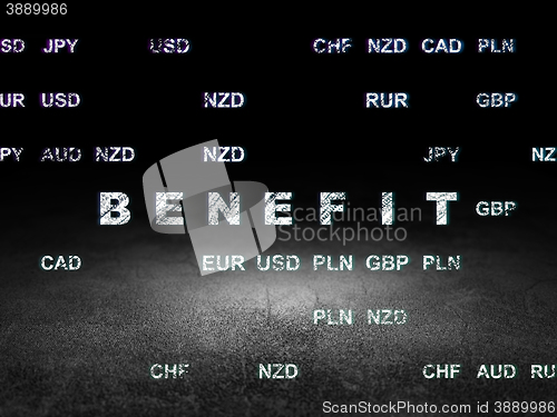 Image of Business concept: Benefit in grunge dark room