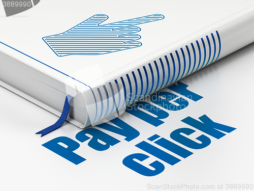 Image of Advertising concept: book Mouse Cursor, Pay Per Click on white background