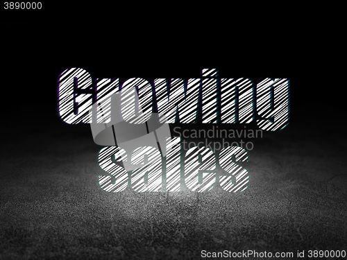 Image of Finance concept: Growing Sales in grunge dark room