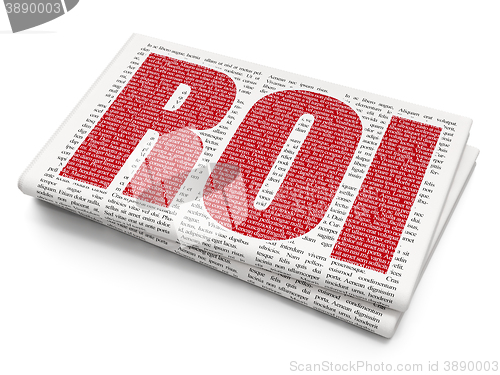 Image of Finance concept: ROI on Newspaper background