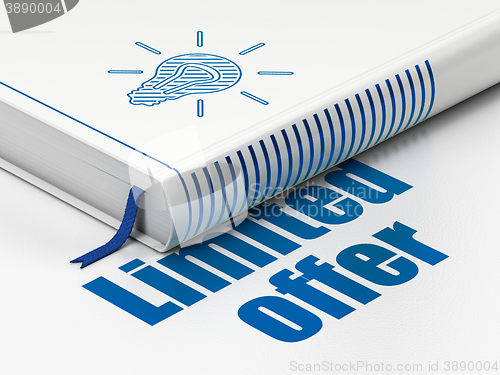 Image of Business concept: book Light Bulb, Limited Offer on white background