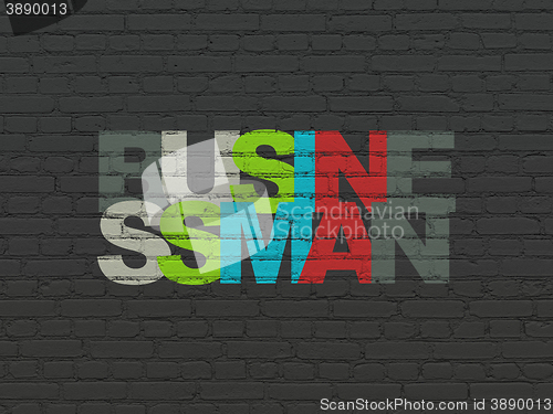 Image of Finance concept: Businessman on wall background