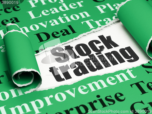 Image of Business concept: black text Stock Trading under the piece of  torn paper