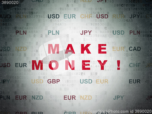 Image of Finance concept: Make Money! on Digital Data Paper background