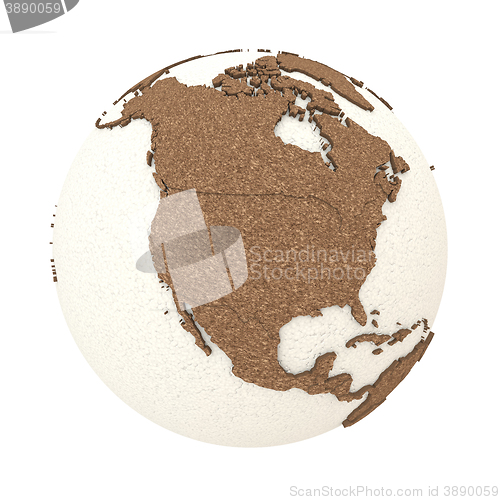 Image of North America on light Earth