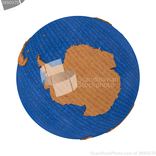 Image of Antarctica on wooden Earth