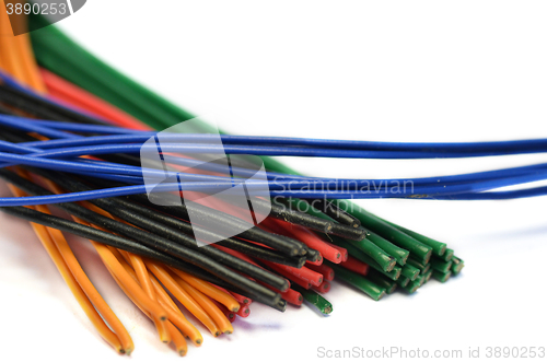 Image of Colored electrical cables and wires 