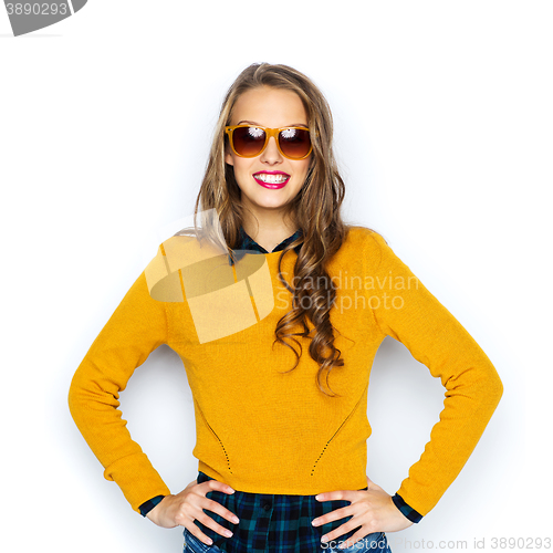 Image of happy young woman or teen girl in casual clothes