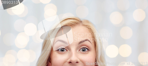 Image of happy young woman or teenage girl face