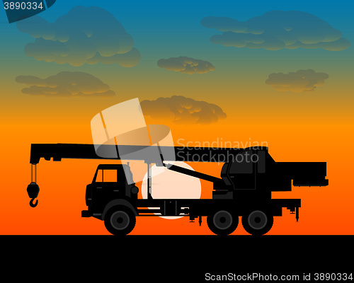 Image of truck crane for lifting of building materials