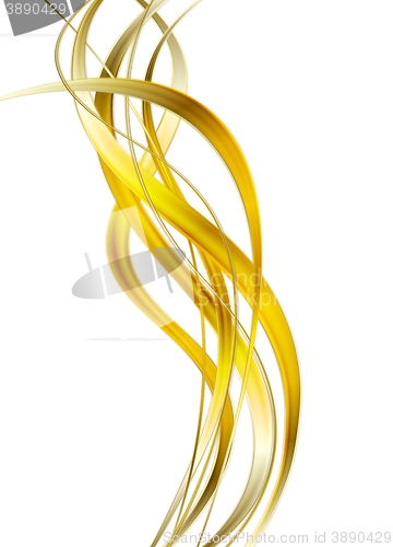 Image of Bright glow golden waves on white background