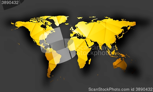 Image of Bright orange polygonal world map with shadow