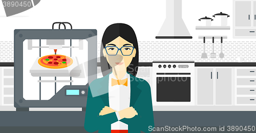 Image of Woman with three D printer.