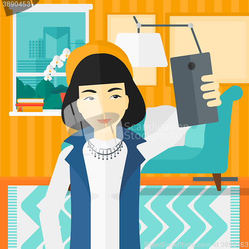 Image of Woman making selfie.