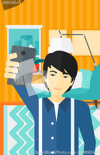 Image of Man making selfie.