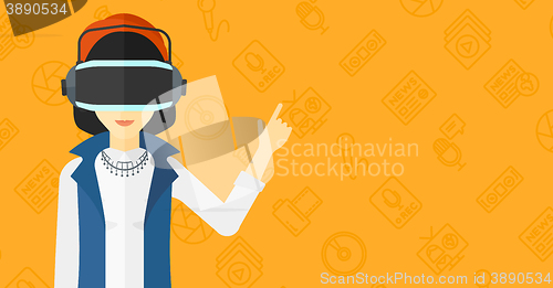 Image of Woman wearing virtual reality headset.