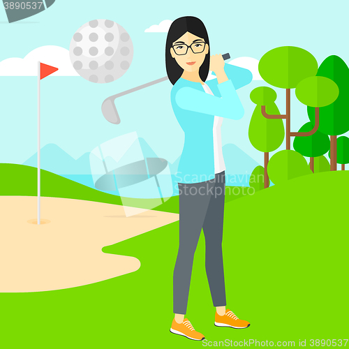 Image of Golf player hitting the ball.