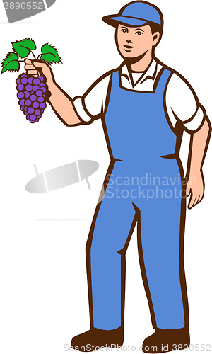 Image of Organic Farmer Boy Grapes Standing Retro