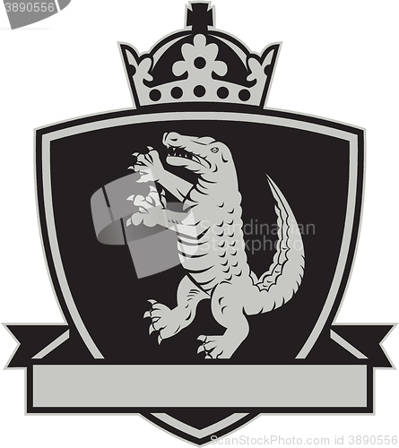 Image of Gator Standing Side Coat of Arms Crest Retro