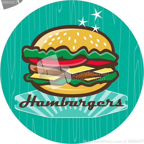 Image of Retro 1950s Diner  Hamburger Circle 