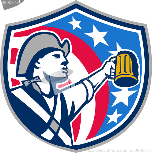 Image of American Patriot Craft Beer Mug USA Flag Crest Retro