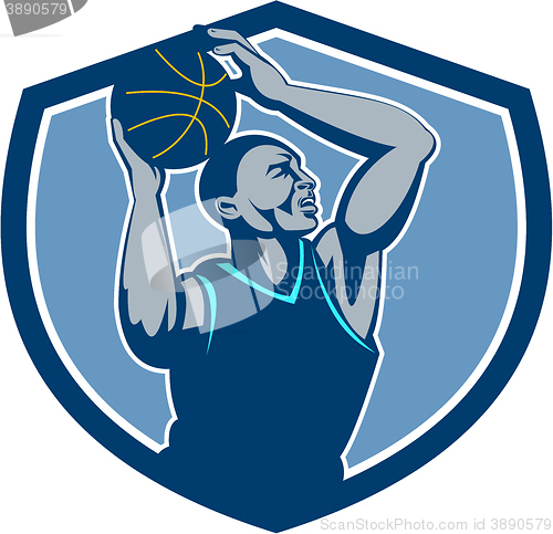 Image of Basketball Player Rebounding Ball Crest Retro