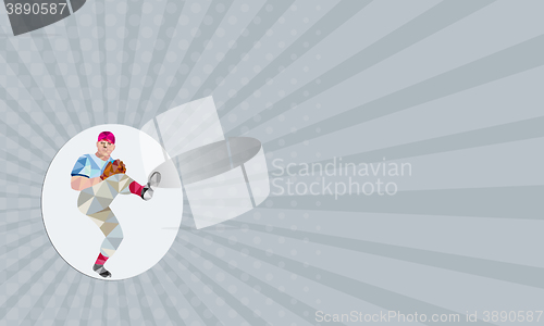 Image of Business card Baseball Pitcher Outfielder Throw Leg Up Low Polygon