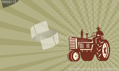 Image of Business card Farmer Driving Vintage Tractor Retro