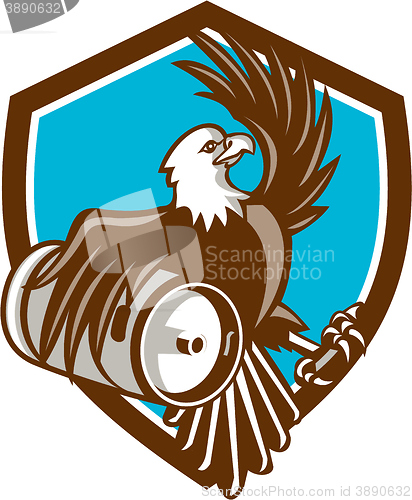 Image of American Bald Eagle Beer Keg Crest Retro