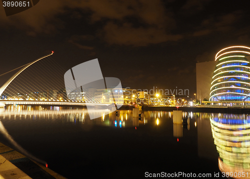 Image of editorial Samuel Beckett Bridge  River Liffy with Convention Cen