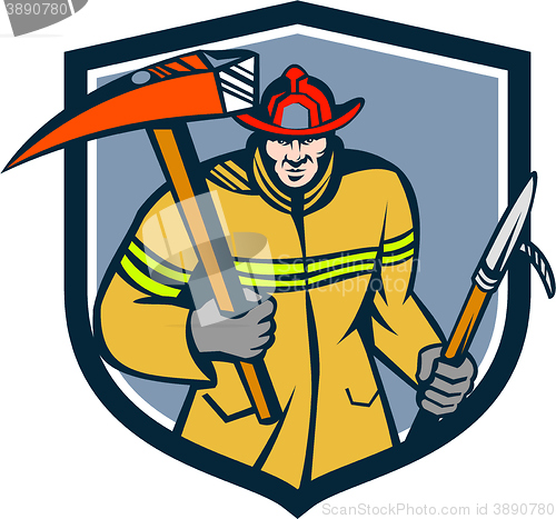 Image of Fireman Firefighter Fire Axe Hook Crest Retro