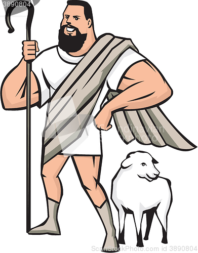 Image of Superhero Shepherd Sheep Standing Cartoon