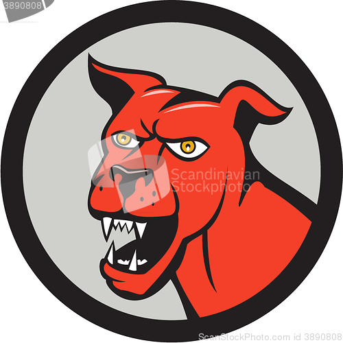 Image of Red Mastiff Dog Mongrel Head Barking Circle Cartoon