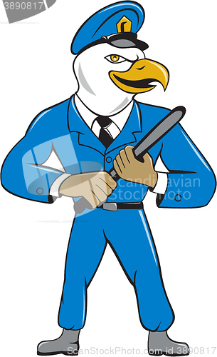 Image of Bald Eagle Policeman Baton Cartoon
