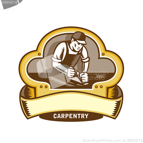 Image of Carpenter Woodworker Plane Clover Leaf Retro