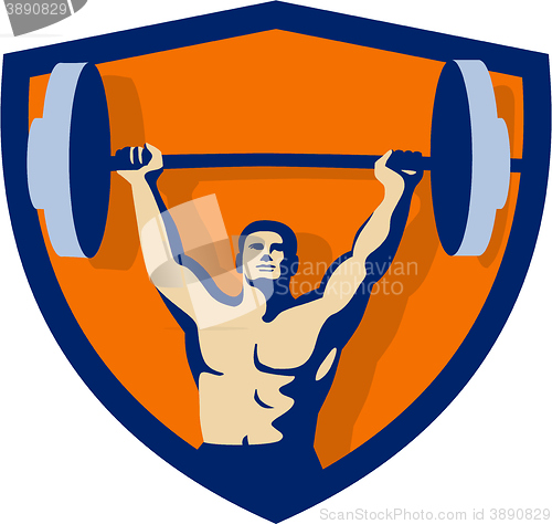 Image of Weightlifter Lifting Barbell Crest Retro