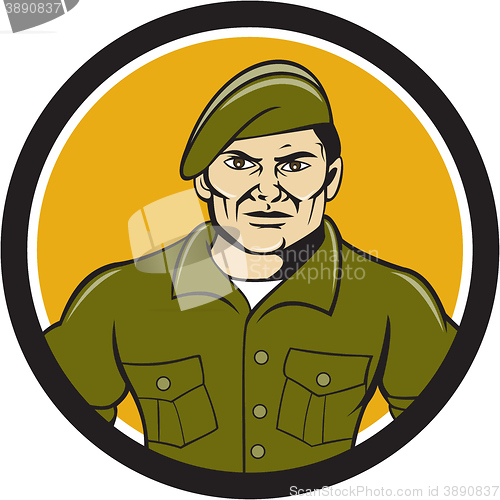 Image of Ranger Standing Attention Circle Cartoon