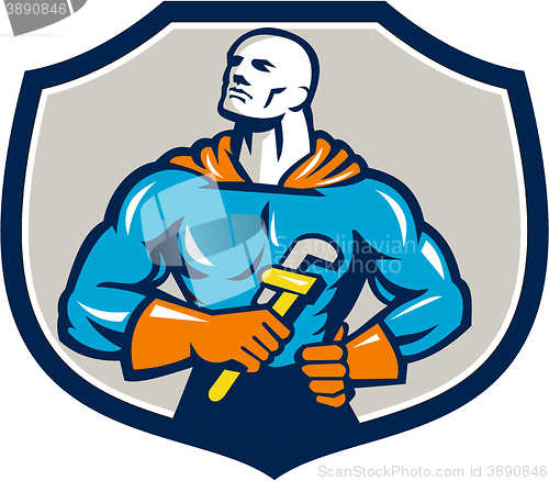 Image of Plumber Superhero Monkey Wrench Crest Retro