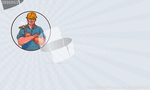 Image of Business card Builder Arms Crossed Hammer Circle Drawing